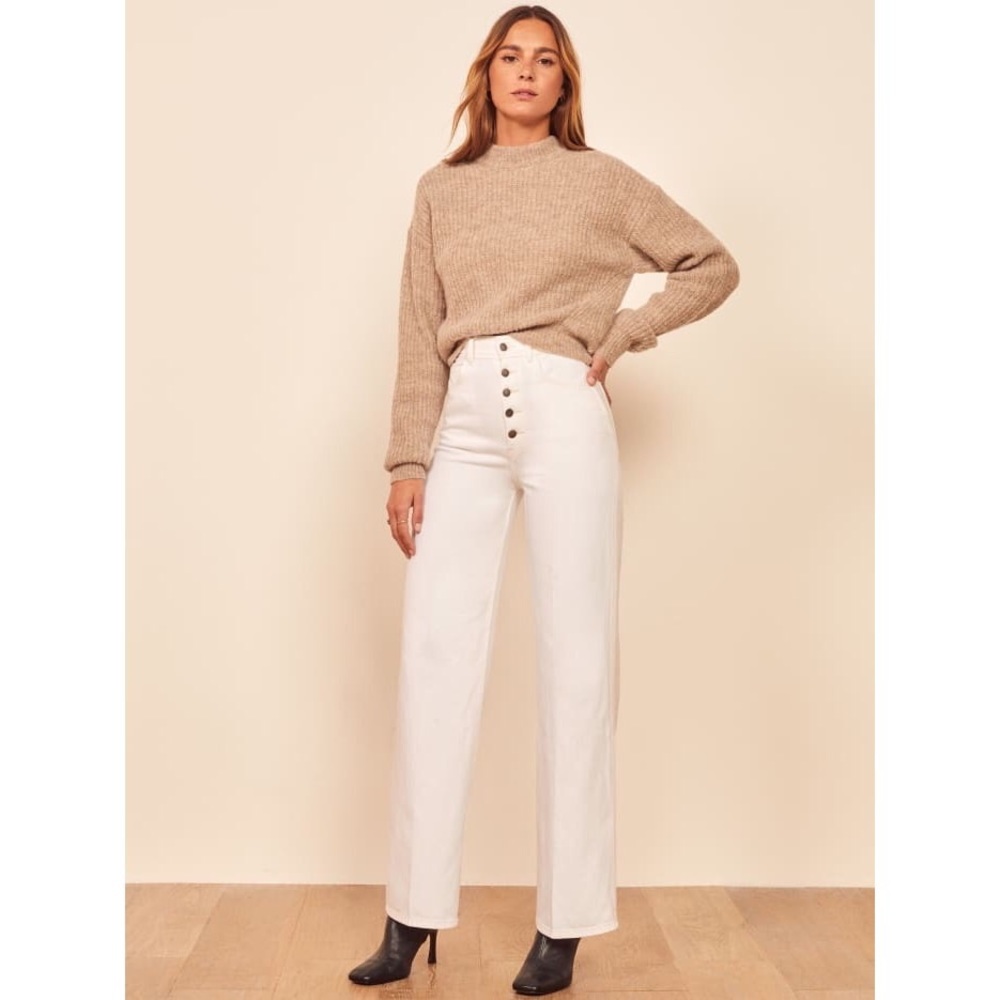 Reformation olive Wide leg Jeans Vintage White
